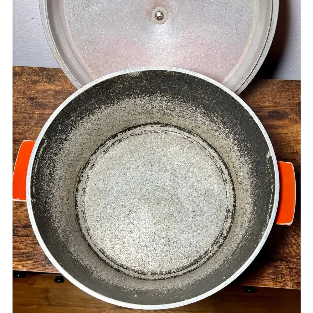 Vintage 1970s Flame Orange Aluminum Namco Australia Dutch Oven 4Qt with Lid